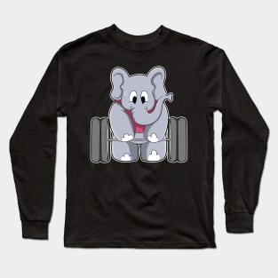 Elephant at Bodybuilding with Barbell Long Sleeve T-Shirt